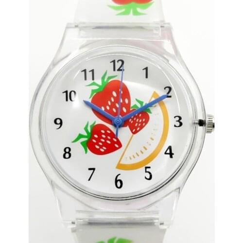 WILLIS Children Watch Girls Kids Watches Strawberry Women Watches Transparents Belt Watch Kids Waterproof Girl WristWatch