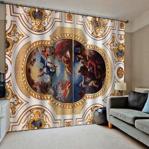 European oil painting Curtains for Digital Print living room blackout Angel curtains 3D home drapes ( Left and right side )