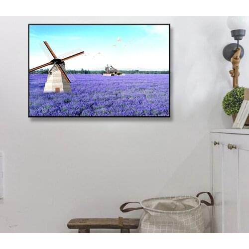 Purple Lanvender field Decorative Painting Living Room Mural Painting Single Porch Aisle Restaurant Study Office Background Wall