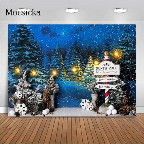 Newborn portrait kids birthday background for photography studio winter snow forest woodland photography backdrop Christmas