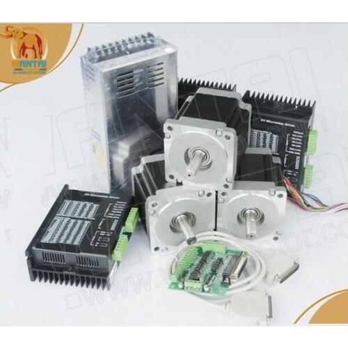 Hot sell!3axis Nema23 Stepper Motor 57BYGH627 1.9NM 270oz-in 76mm 3.0A +Driver DQ542MA 4.2A50V 128micro+power supply milling cut