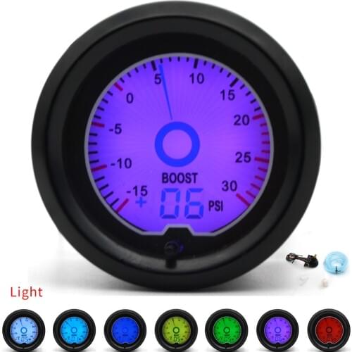 2" 52mm PSI Turbo Boost Gauge 7 Color Racing Gauge LCD Digital Display Car Meter Multiple Colors