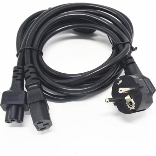 Power Adapter Cable , EU Plug 3-Prong Male Power Cable Cord AC Power Adapter to C13 +C5 Female