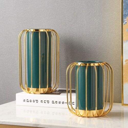 Nordic Green Ceramic Vase Living Room Office Decoration Flowers Vase for Flower Arrangements Craft Modern Home Decorations