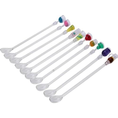 Cocktail Stirrers Muddler Mixing Spoon for Bar Stirring Drink Ice Mixer with Long Handle Mixing Sticks 10 PCS