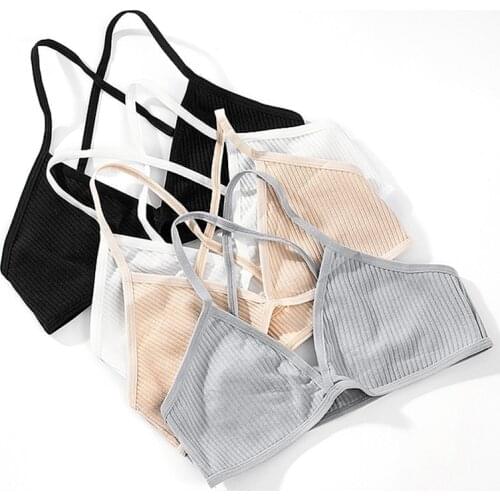 Comfort Cotton Bras For Women Thin French Style Bralette Sexy Deep V Triangle Cup Cross Beauty Back Bra Small size