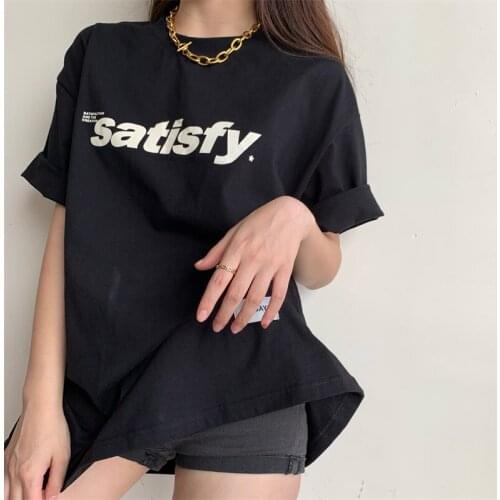 Hzirip Korean O Neck Chic Fashion Loose Lazy Printed Letters Ladies 2021 Hot Cotton Casual All-Match Short-Sleeved T-Shirt
