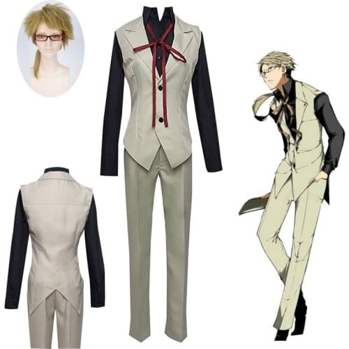 Anime Bungou Stray Dog Cosplay Kunikida Doppo Cosplay Full Uniform Set Costume Japanese Anime Halloween Carnival For Adults Full