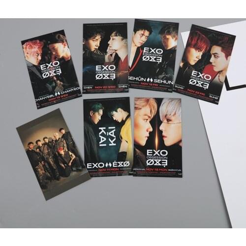 KPOP Postcard EXO New Album OBSESSION Photocards BAEKHYUN SEHUN CHANYEOL LOMO Card Photo Cards For Fans Collection 7Pcs/Set B60
