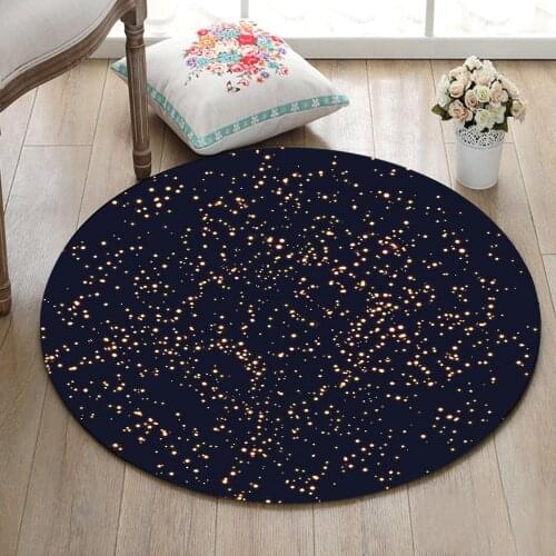 Stars In The Dark Sky Round Indoor Childrens Room Floor Area Rugs Living Room Carpets Bathroom Non-Slip Cushion Home Door Mat