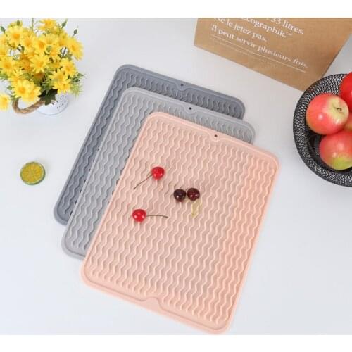 Kitchen Silicone Dish Drying Mat Heat Non-slip Resistant Draining Water Filter Table Placemat Sink Drying Mat Anti-scald Coaster