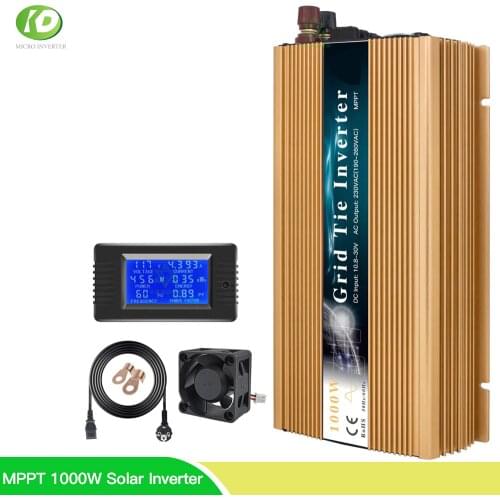 Ship From ES MPPT 1000W Solar Inverter 18V 24V 36V PV On Grid Tie Inversor Pure Sine Wave 110V 220VAC For Wind Generator Battery
