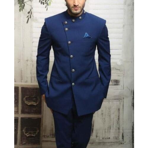 Latest Design Navy Blue Mens Jacket Pants Indian Style Groom Wedding Tuxedo Party Custom Suit men tuxedo slim fit suit Blazer