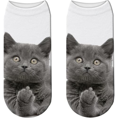 New Cat 3D Printing Female Socks Women Harajuku Kawaii Funny Short Socks Lovely Cotton Low Cut Ankle Socks Calcetines Mujer