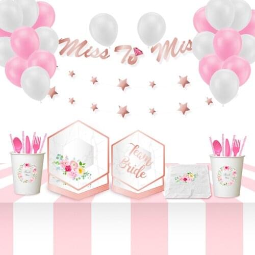 Flower Wedding Party Decoration Disposable Tableware paper plates cups napkins Valentines Day Birthday Party Supplies