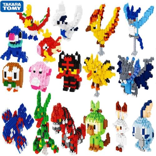 Genuine Pokemon DIY Assembled Model Pikachu Charizard Rayquaza Model Figure Building Block Kids Mini Bricks Toys Birthday Gifts