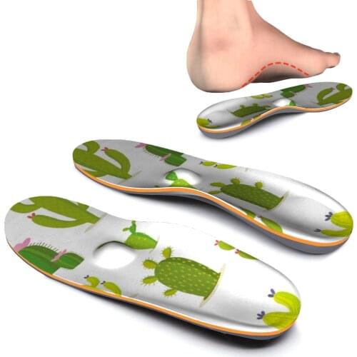 Cactus Pattern Orthotic Arch Support Insert, for Relieve Forefoot Pain, Plantar Fasciitis and Heel Pain Orthopedic Insoles