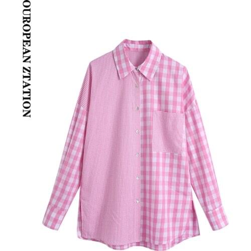 Блузки в клетку OUROPEAN ZTATION China At AliExpress