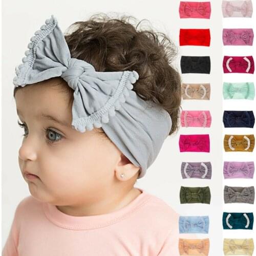 Baby Girl Fashion Solid Bowknot Headband 0-6Y Newborn Infant Toddler Children Casual Stretchy Headwear Hair Band 21 Colors