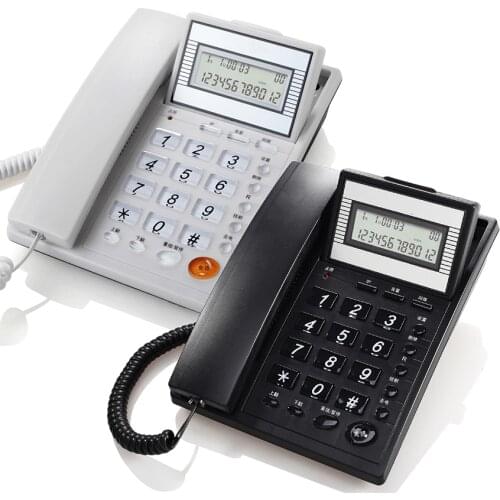 Tilt Display Corded Phone with Caller ID, Hands-Free Calling, Automatic IP, Wired Landline Phone for Home Hotel, White, Black