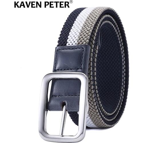 Mens Elastic Belt Without Holes Mixed Color Fashion Luxury Gentleman Stretch Woven Canvas Belts High Quality
