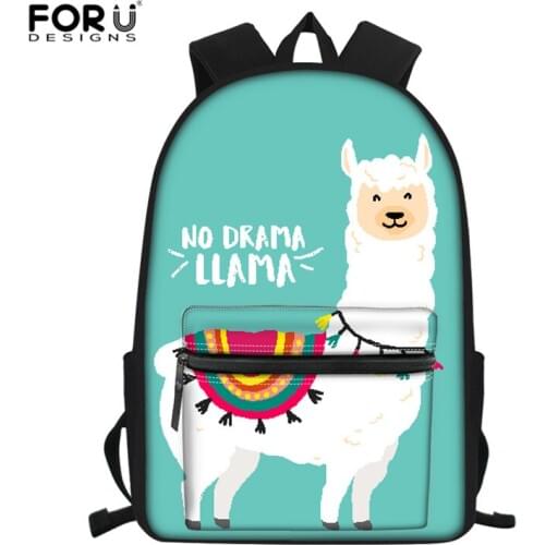 FORUDESIGNS Alpaca Backpacks For Teenager Girls Children School Backpack Kids Book Bag Polyester School Bags mochila infantil