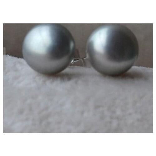 Grey Pearl Earrings 8.5mm Real Natural Freshwater Pearl Stud Earring S925 Sterling Silvers Fashion Jewelry Birthdy Wedding Woman