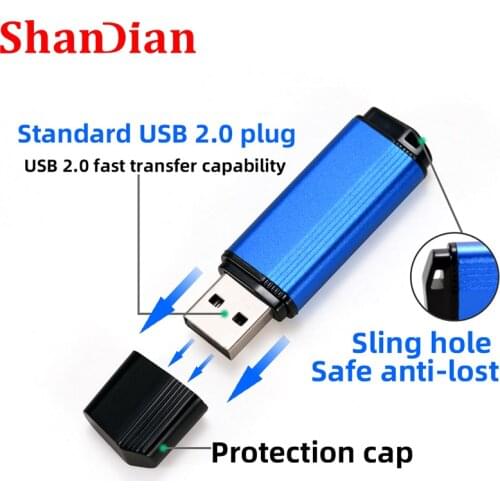 SHANDIAN USB Flash drive colorful Pen drive Brown USB 2.0 Blue USB stick 128GB 32GB 16GB 4GB Green U disk Black External storage