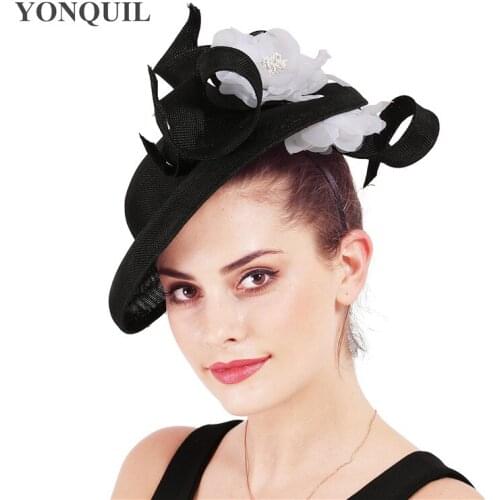 Classic Big Derby Wedding Millinery Cap Bride Wedding Fascinator Hats With Fashion Flower Chapeau Cap Mesh Marriage Women Hat
