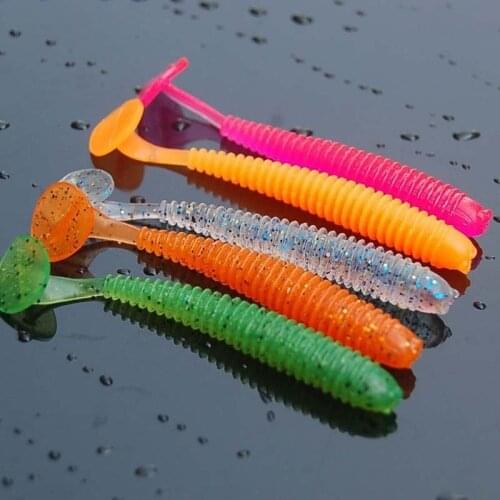 7cm silicone artificial bait lure set 10pcs Thread Body Paddle Tail soft fake baits for river fishing swimbait fishing lure set
