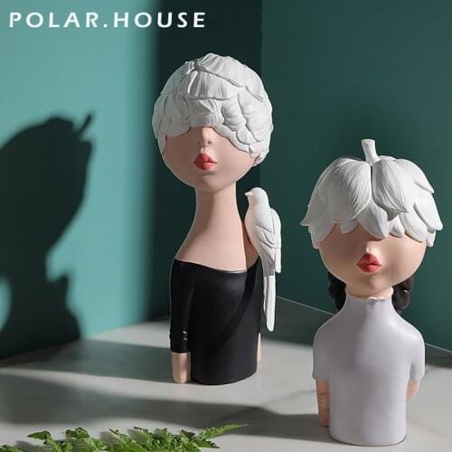 Modern Creative Resin Sculpture Girl Bust For Home Decoration Flower Woman Statue Home Decor Figurines People Resin Crafts Gifts