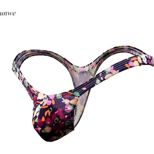 1PCS Wholesale G String for Man Gay Sexy Men Floral Underwear Seamless Swimwear Thong Underpants Sissy Panties