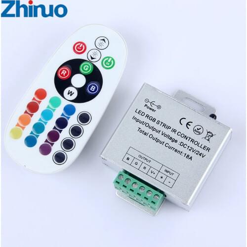 IR Controller For LED RGB Strip With Remote Control Panel DC12V 24V Connection Wire 18A 36A Neon RGB LED Strips Controllers