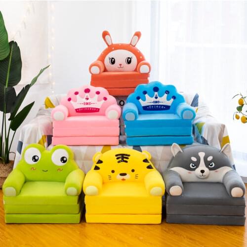 Three-layer Folding Kid Sofa Bed Nap Fashion Cartoon Crown Seat Cute Baby Stool Kindergarten Cushion Lazy Sofa Child Chair