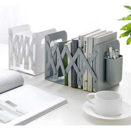 Retractable Bookends For Shelves Book Support Stand Adjustable Bookshelf With Pen Holder Desk Organizer Office Accessories
