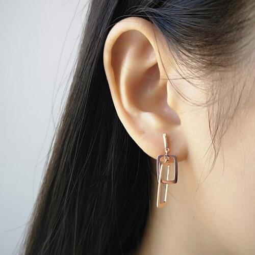 925 Sterling Silver Drop Earrings for Women Gold Silver Geometric Square Earring Fine Jewelry for women Daily Wholesale