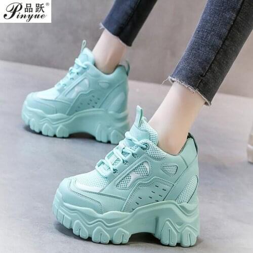Women High Top Sneakers 2021 Spring Breathble Chunky Casual Shoes New Outdoor Thick Bottom Trend Women Vulcanized Dad Shoes 10cm