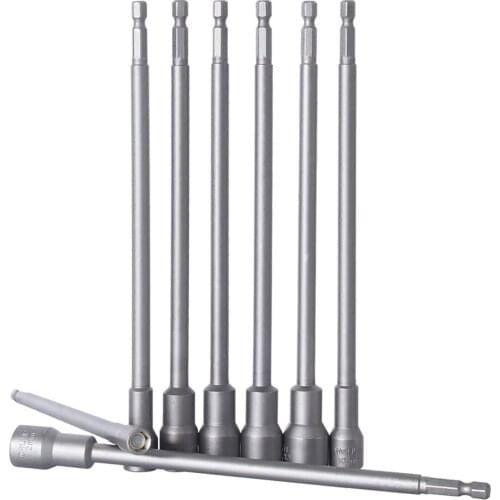 1Pcs 5.5mm-19mm Lengthen Hex Socket Sleeve Bit Nut Driver for Power Drills Impact Drivers Hand Drills Tools Parts Length 200mm