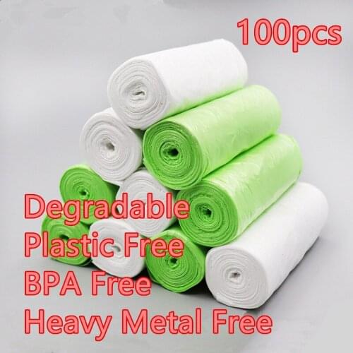 100pcs Eco Environmentally Friendly Flat Top Garbage Bag Degradable Disposable Plastic Free Bags BPA Free No Heavy Metal