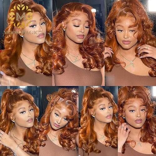 13x6 Lace Front Wig Ginger Orange Colored Human Hair Wigs For Women Human Hair Lace Frontal Wigs Pre Plucked Bleached Knots