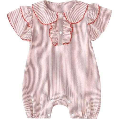 2020 Children Summer Clothing Infant Baby Girl Kid Romper Birthday Fly Sleeve Jumpsuit Floral Romper Outfit Baby Clothes