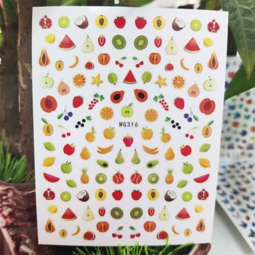 3D Stickers for Nails Fruit Peach Banana Watermelon Design Nails Art Decoration Manicure Stickers Sliders Nail Foil Accessories