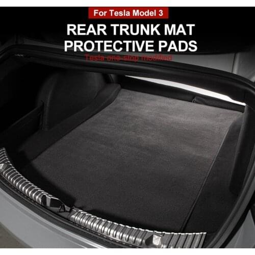 Car Front Trunk Mat For Tesla Model 3 Accessories Waterproof Rear Cargo Tray Trunk Protective Pads Trunk Mat Soft Flannel 2021