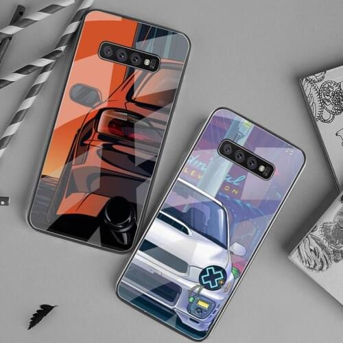 Cartoon car tail light JDM Phone Case Tempered Glass For Samsung S20 Plus S7 S8 S9 S10 Plus Note 8 9 10 Plus