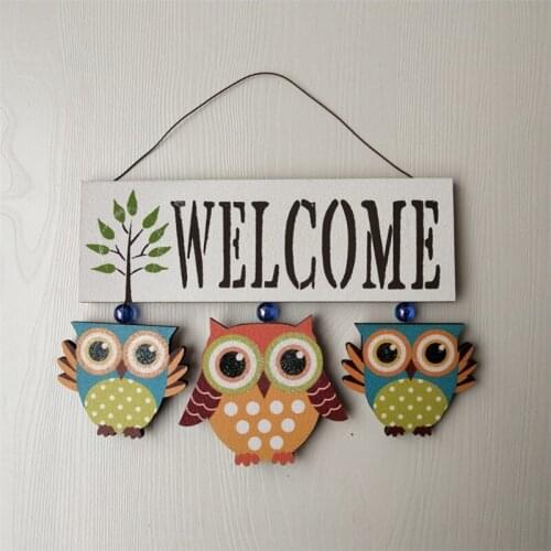 Hanging Signs Wooden Owl Shape Sign Porch Pendant Garden Home Gifts Living Room Yard Wall Door Ornaments Accessories