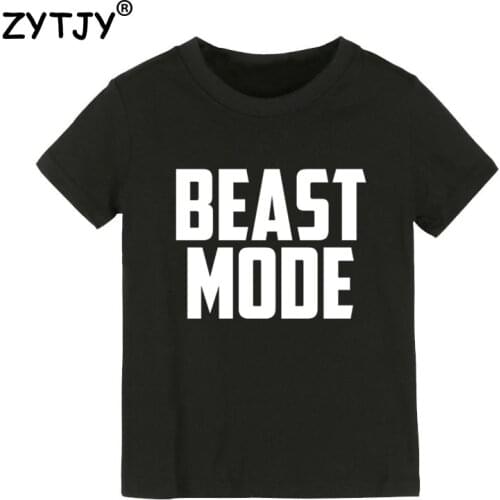 BEAST MODE Letters Print Kids tshirt Boy Girl t shirt For Children Toddler Clothes Funny Top Tees Drop Ship Y-59