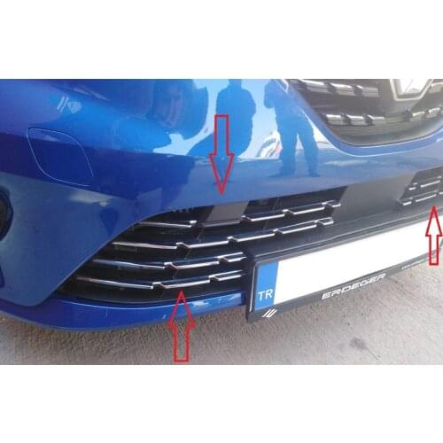 For Renault Clio 5 HB 2020 Model Front Bumper Molding Chrome 10 Track Blinds Chrome Frame New Model Chrome Accessories chromium Styling