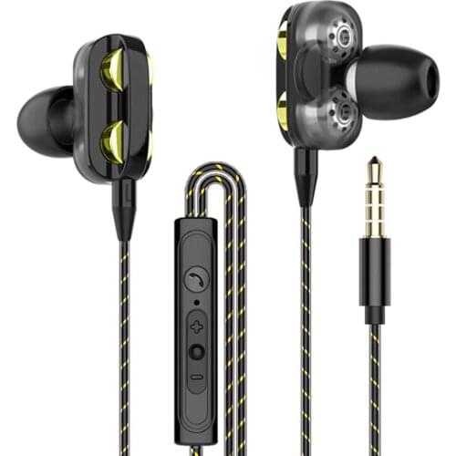 Dual Dynamic Circle Heavy Bass In-Ear Wired Earphone Headphone with Microphone Dual Dynamic Circle Heavy Bass Universal with Mic