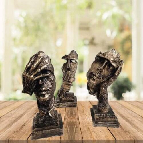 HLO 2021 Triple Not Seen I Didn't Hear I Don't Know Mask Trinket Creativity Posture Decorate Statue Elegant Polyester Handcraft