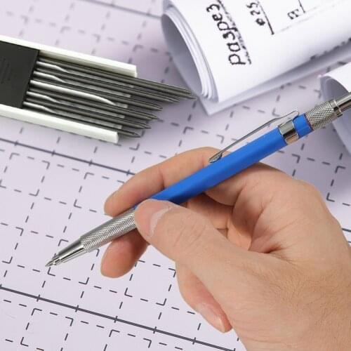 Metal Mechanical Pencil w/ Refill Student Drawing Pencil School 2.0mm Stationery for Household School Children Ornaments